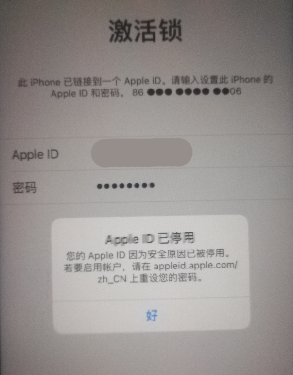 临夏苹果手机维修分享iPhone 12 出现提示“Apple ID 已停用”怎么办 